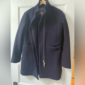 Jcrew navy blue cocoon coat in stadium cloth
